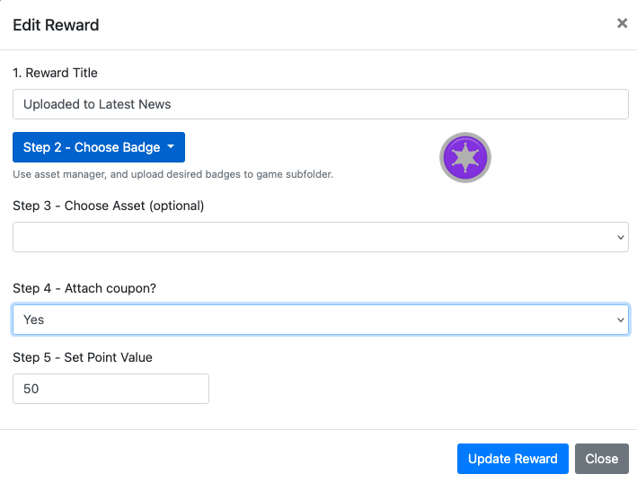 Rewards management configuration.